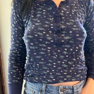 Faded Glory Blue Floral Long Sleeve size s (M)